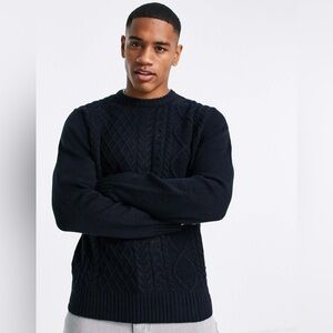 Ben Sherman Navy Cable Knit Wool Blend Sweater Men’s Small NWT
